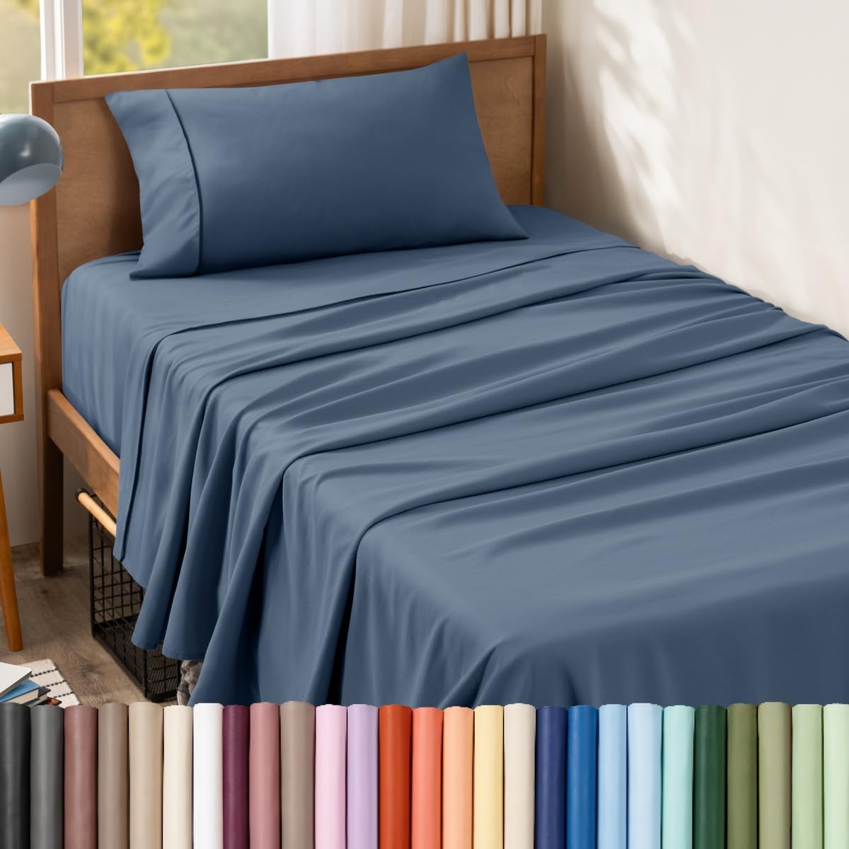Bare Home Queen Sheet Set - 1800 Ultra-Soft (Queen, Grey)