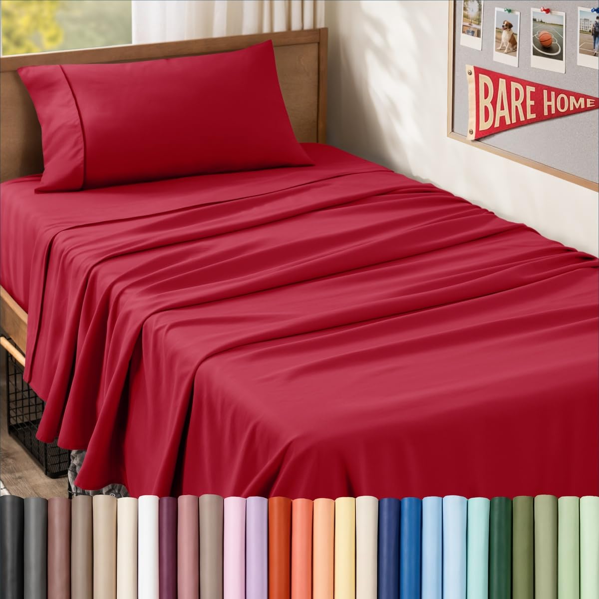 Bare Home Queen Sheet Set - 1800 Ultra-Soft (Queen, Grey)