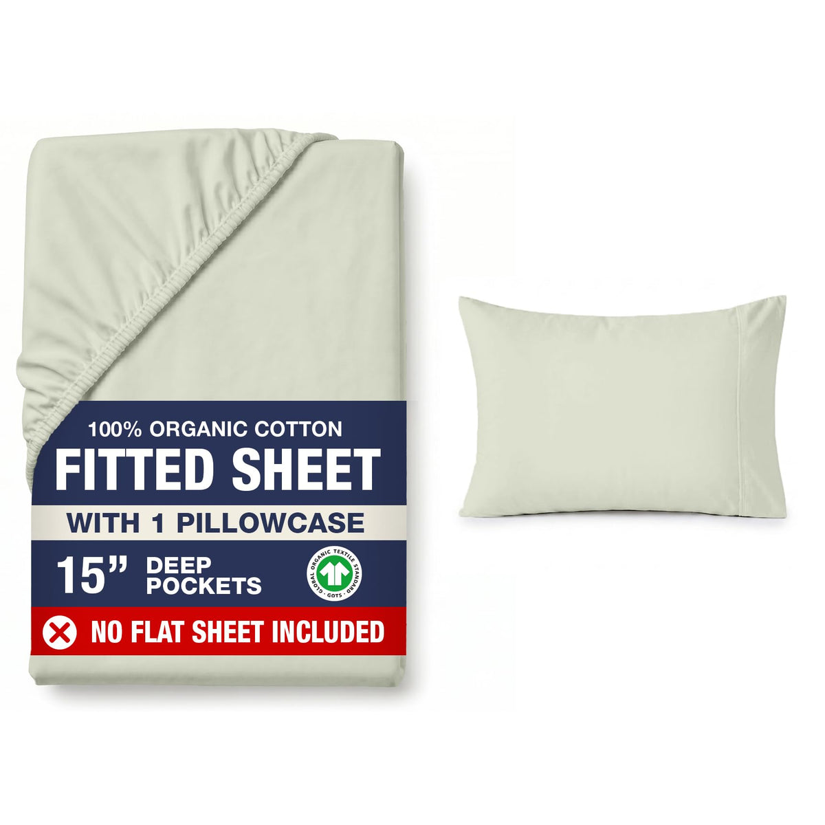 LANE LINEN 100% Organic Cotton Fitted Sheet Queen, 15" Deep Pocket Snug Fit Fully Elasticized Naturally Temperature Regulating Soft & Comfy Deep Pocket Queen - White (+Pillowcases)