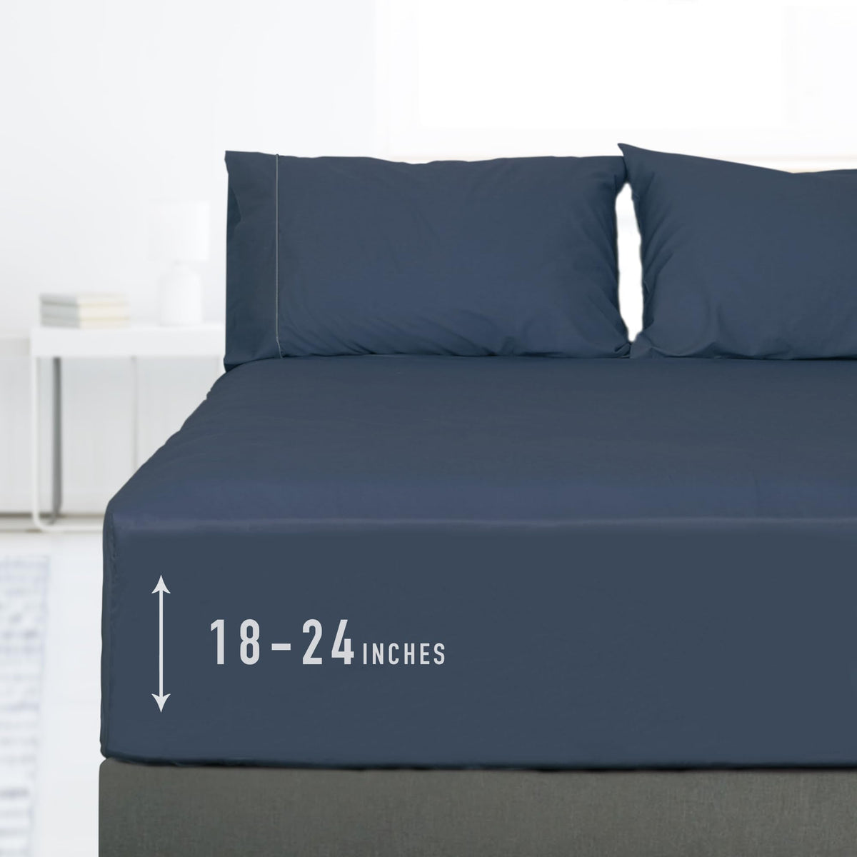 Sunflower Queen Fitted Sheet Extra Deep, 100% Cotton Sateen, Powder Blue