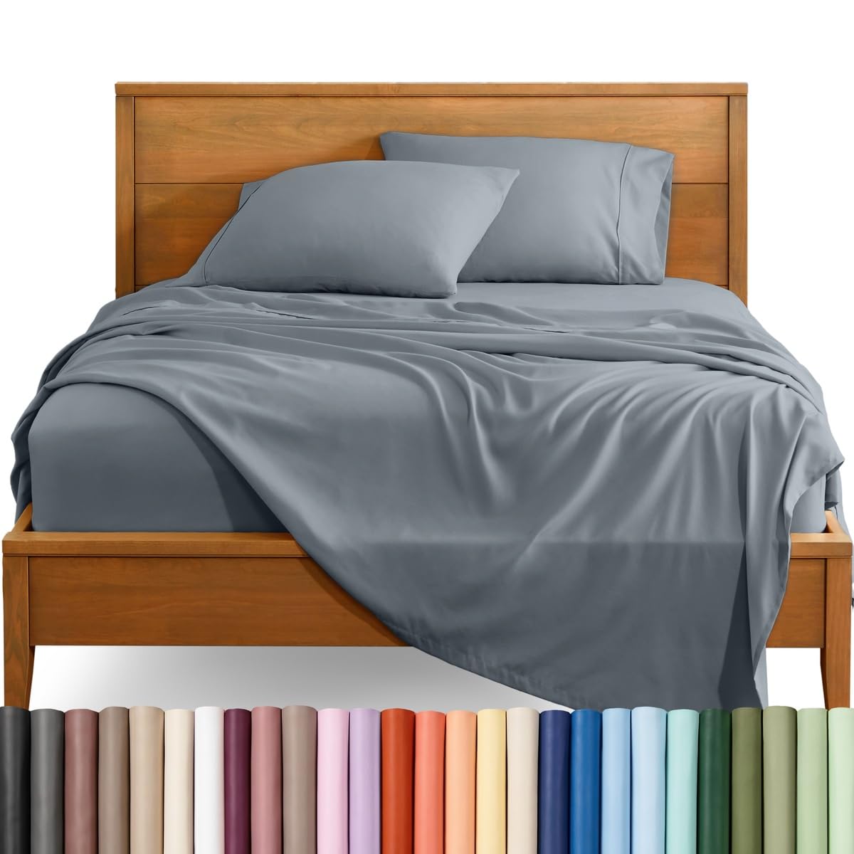 Bare Home Queen Sheet Set - 1800 Ultra-Soft (Queen, Grey)