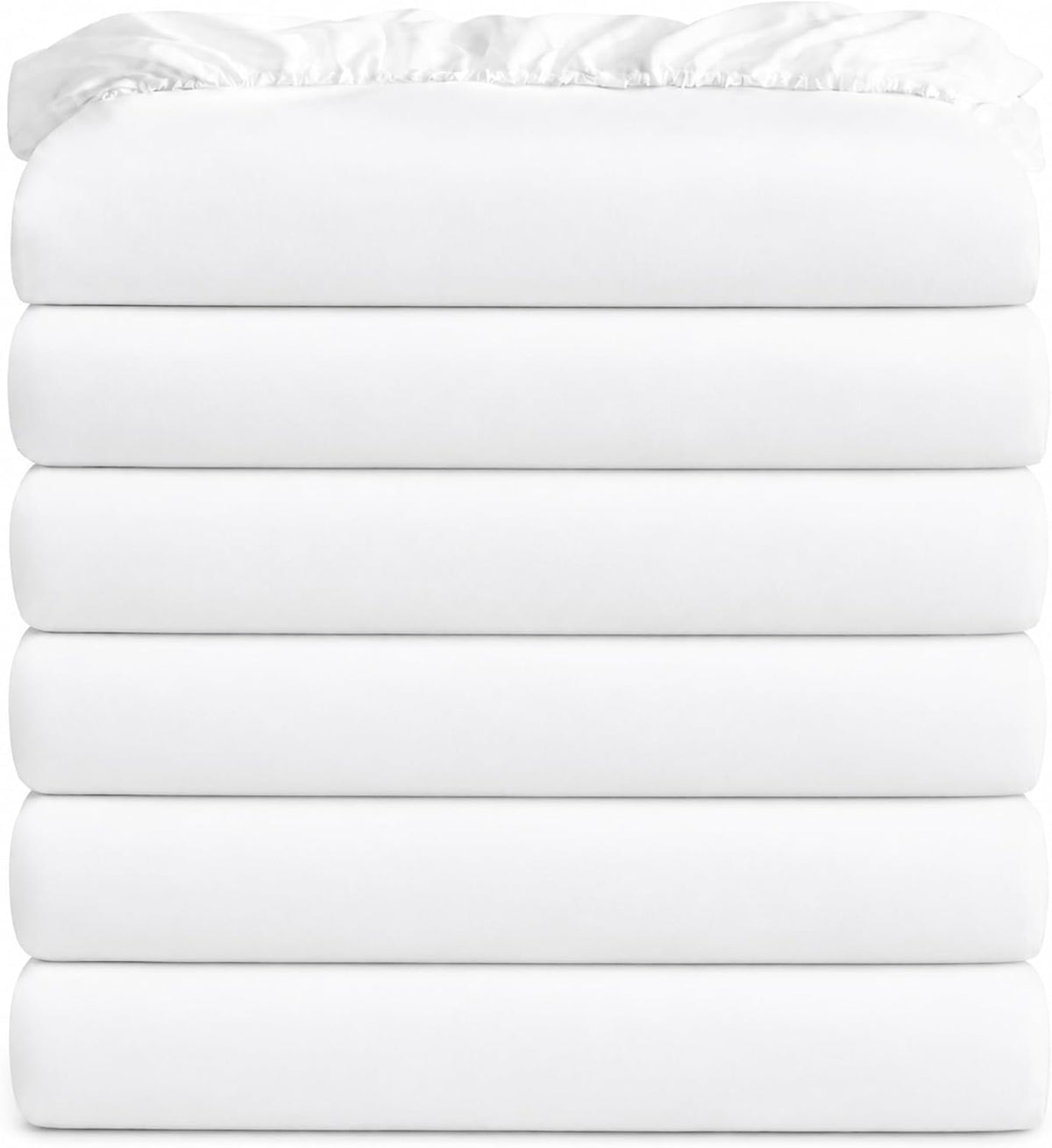 CULVE White Twin Fitted Sheet 6 Pack Bulk, Deep Pocket Microfiber, 39x75