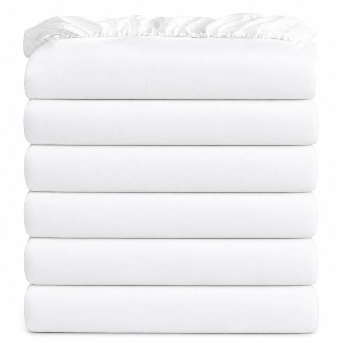 CULVE White Twin Fitted Sheet 6 Pack Bulk, Deep Pocket Microfiber, 39x75