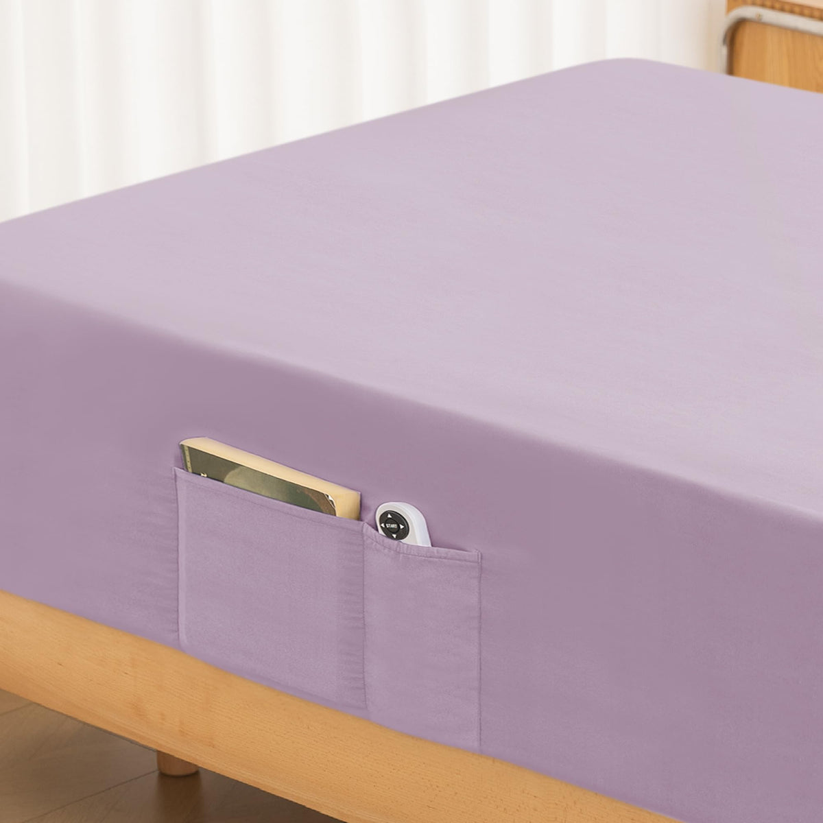 ALYVIA SPRING Twin Fitted Sheet with Side Pocket, Sage, 39x75