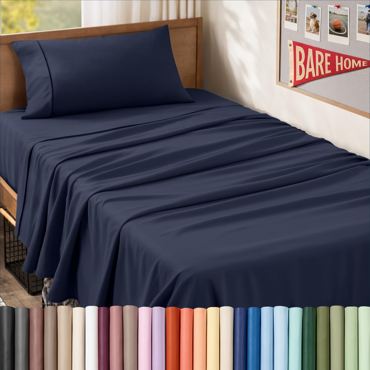 Bare Home Queen Sheet Set - 1800 Ultra-Soft (Queen, Grey)