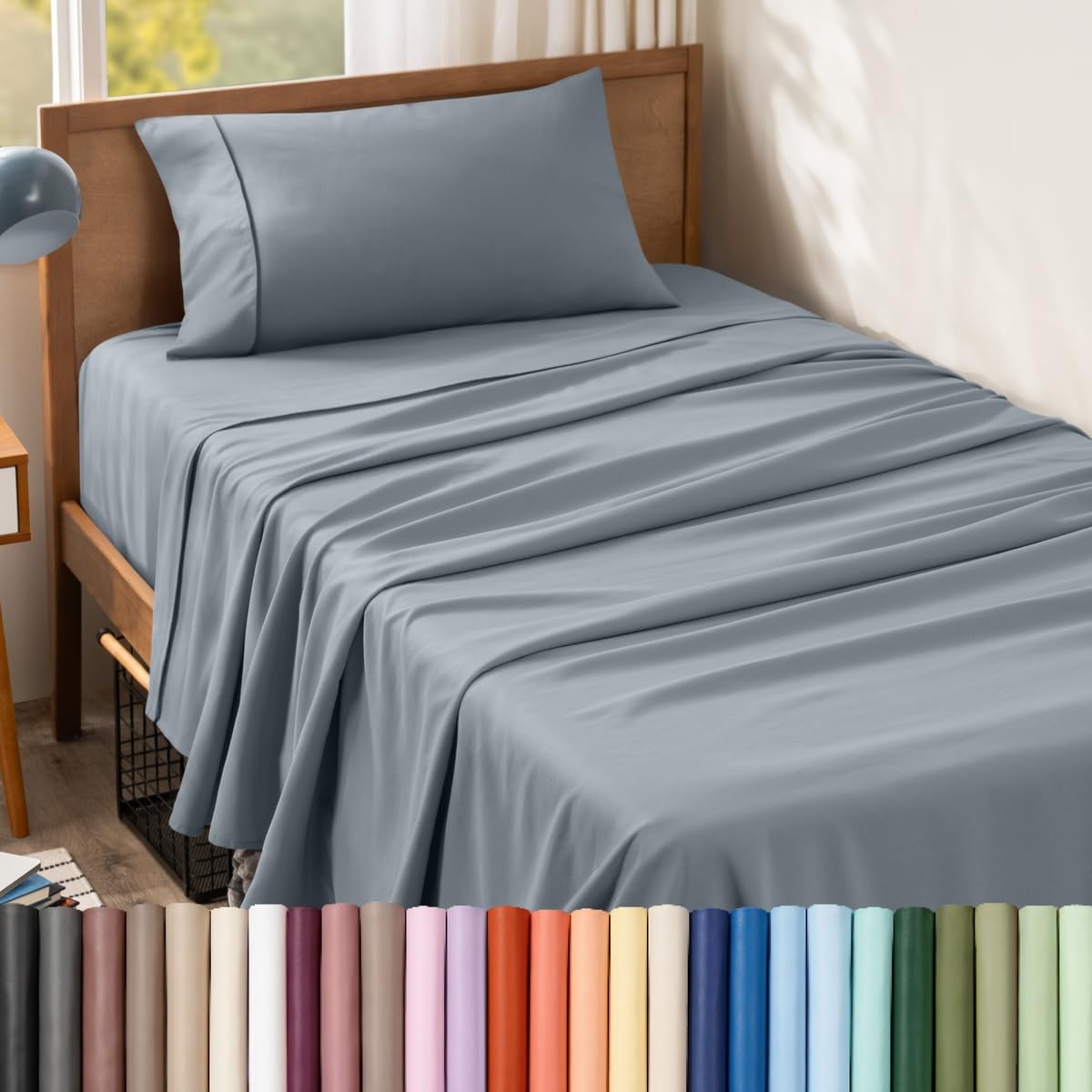 Bare Home Queen Sheet Set - 1800 Ultra-Soft (Queen, Grey)