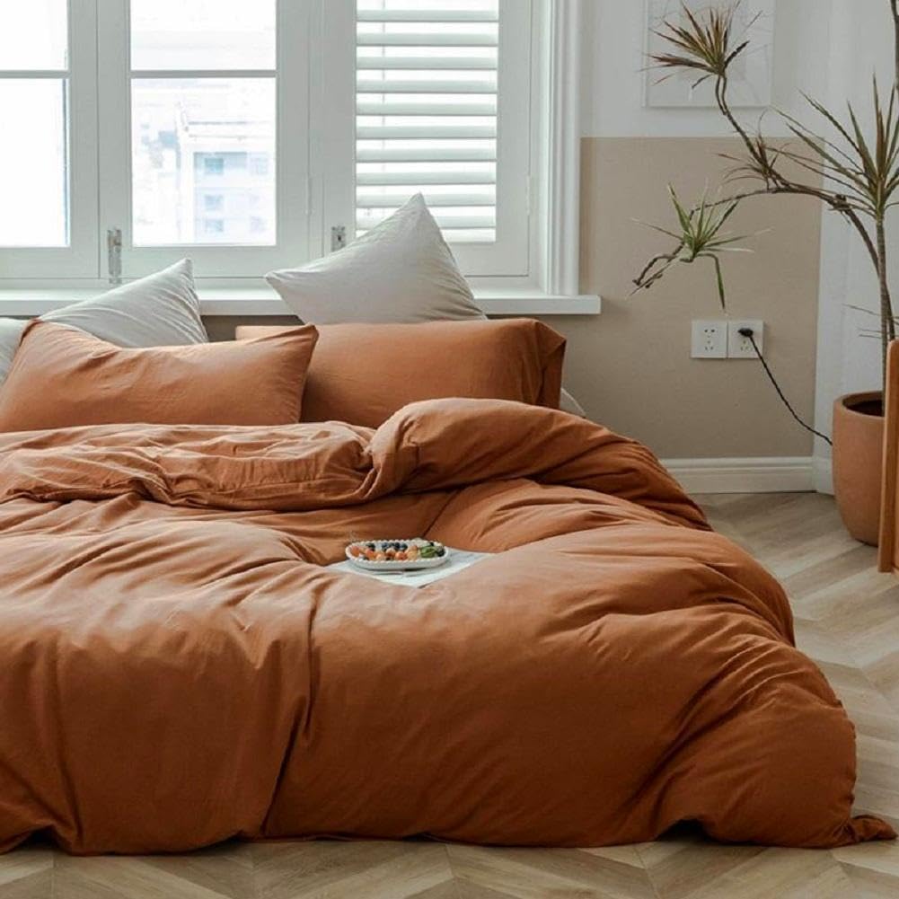 Purple Bedding Duvet Cover King 3 Pieces Pale Mauve Duvet Cover Boho Solid Bedding Set Luxury Soft Jersey Knit Cotton Comforter Cover with 2 Pillowcases Breathable Comfy Mauve Color Bedding Set
