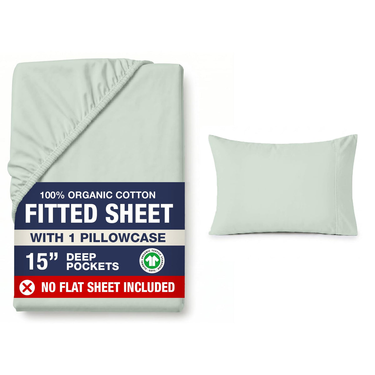 LANE LINEN 100% Organic Cotton Fitted Sheet Queen, 15" Deep Pocket Snug Fit Fully Elasticized Naturally Temperature Regulating Soft & Comfy Deep Pocket Queen - White (+Pillowcases)