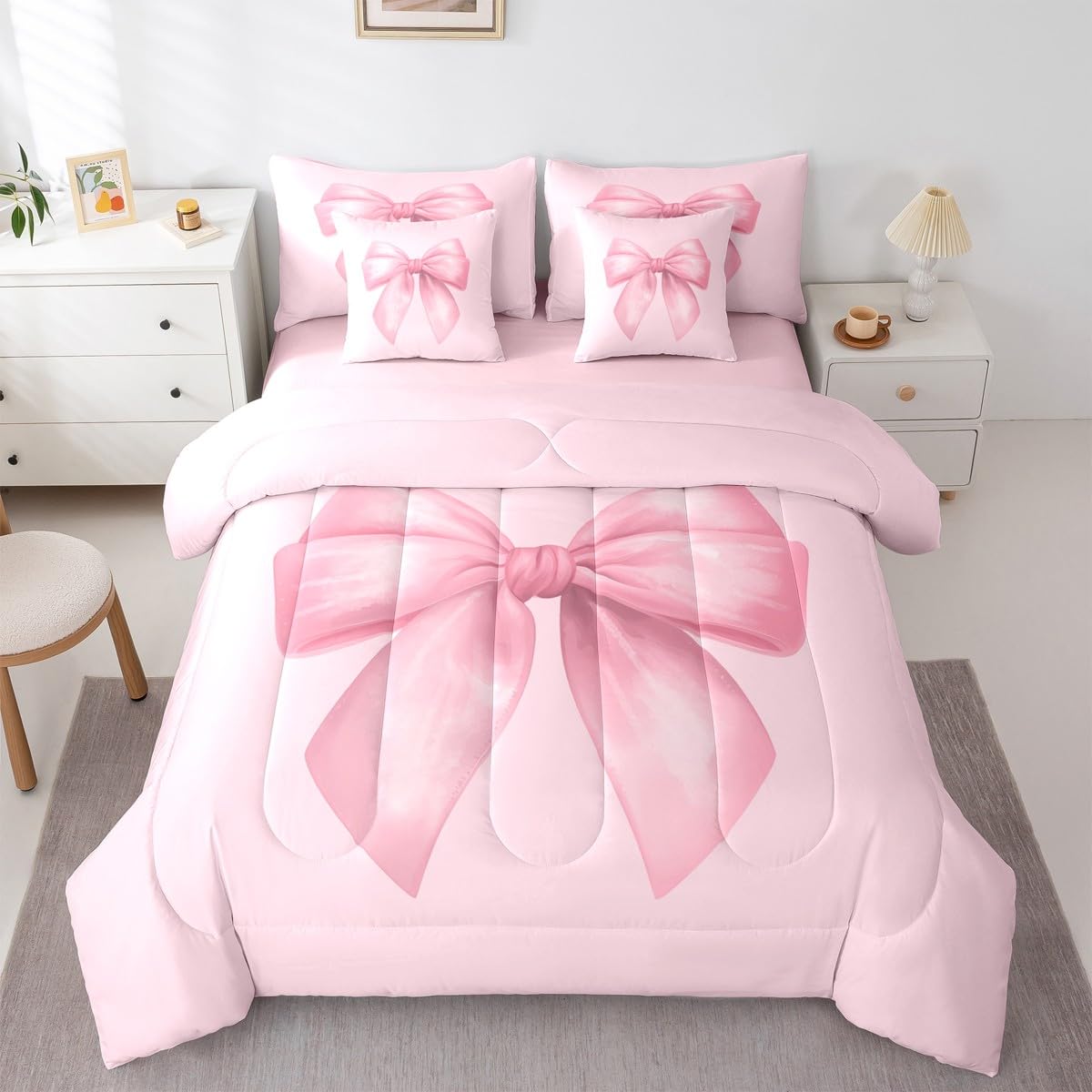 Feelyou Cute Leopard Bedding Set for All Season Cheetah 7 Pieces Comforter Sets Full Size Teens Room Decor Pink Animal Print Bed in a Bag with Comforter, Sheets, Pillowcases & Cushion Cover