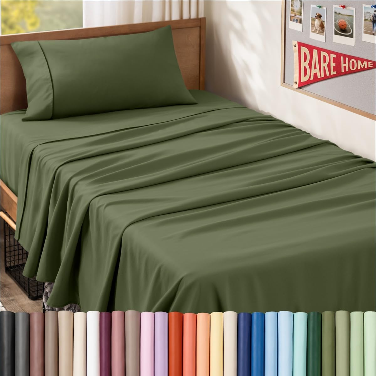 Bare Home Queen Sheet Set - 1800 Ultra-Soft (Queen, Grey)