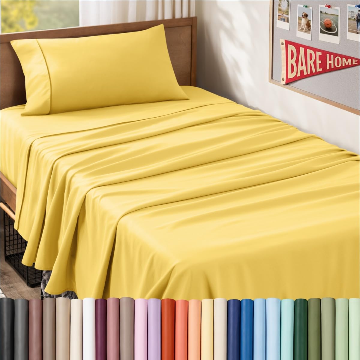 Bare Home Queen Sheet Set - 1800 Ultra-Soft (Queen, Grey)