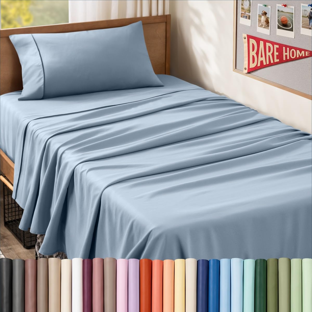 Bare Home Queen Sheet Set - 1800 Ultra-Soft (Queen, Grey)