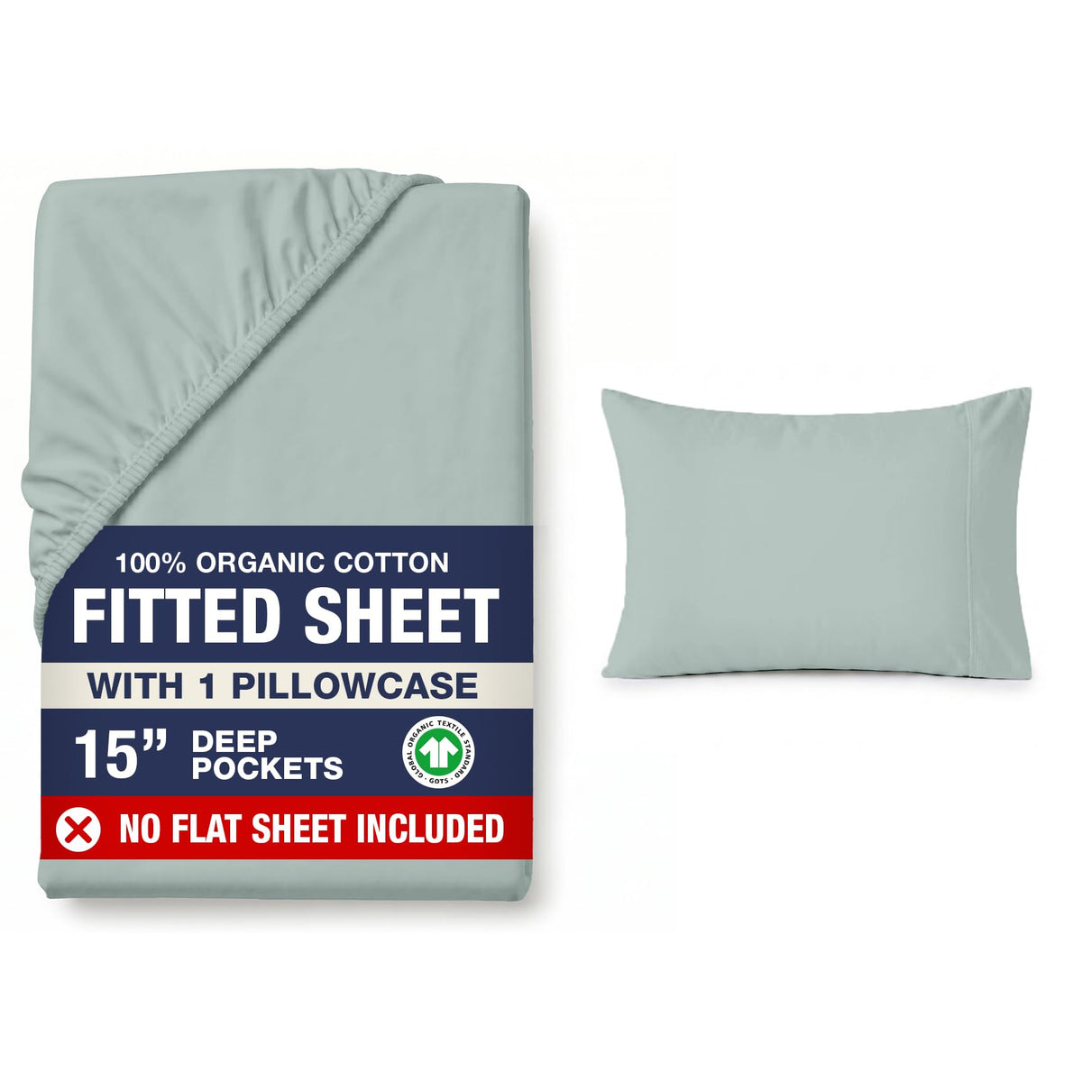 LANE LINEN 100% Organic Cotton Fitted Sheet Queen, 15" Deep Pocket Snug Fit Fully Elasticized Naturally Temperature Regulating Soft & Comfy Deep Pocket Queen - White (+Pillowcases)