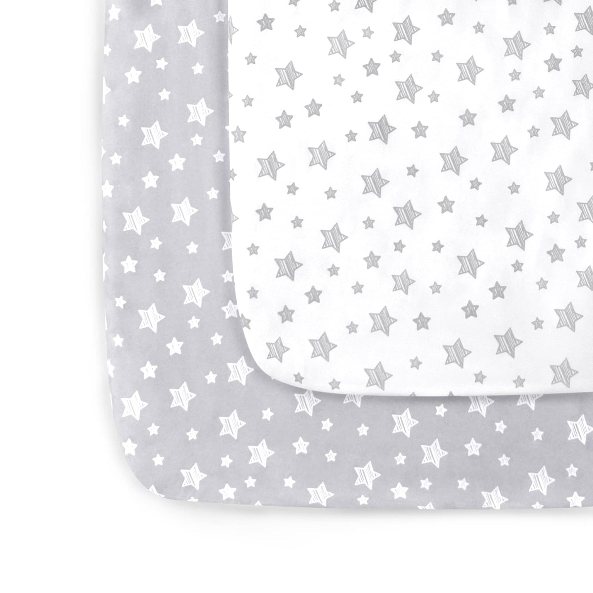 Pack and Play Sheets, 2 Pack Mini Crib Sheets, Stretchy Playard Fitted Sheet, Compatible with Graco Pack n Play, Soft and Breathable Material, Stars & Bunny