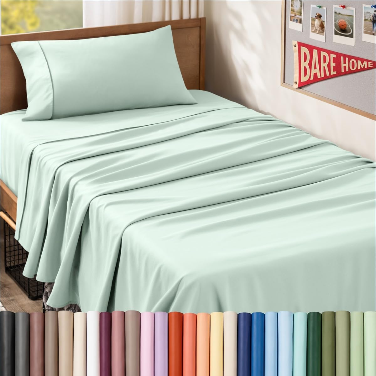 Bare Home Queen Sheet Set - 1800 Ultra-Soft (Queen, Grey)