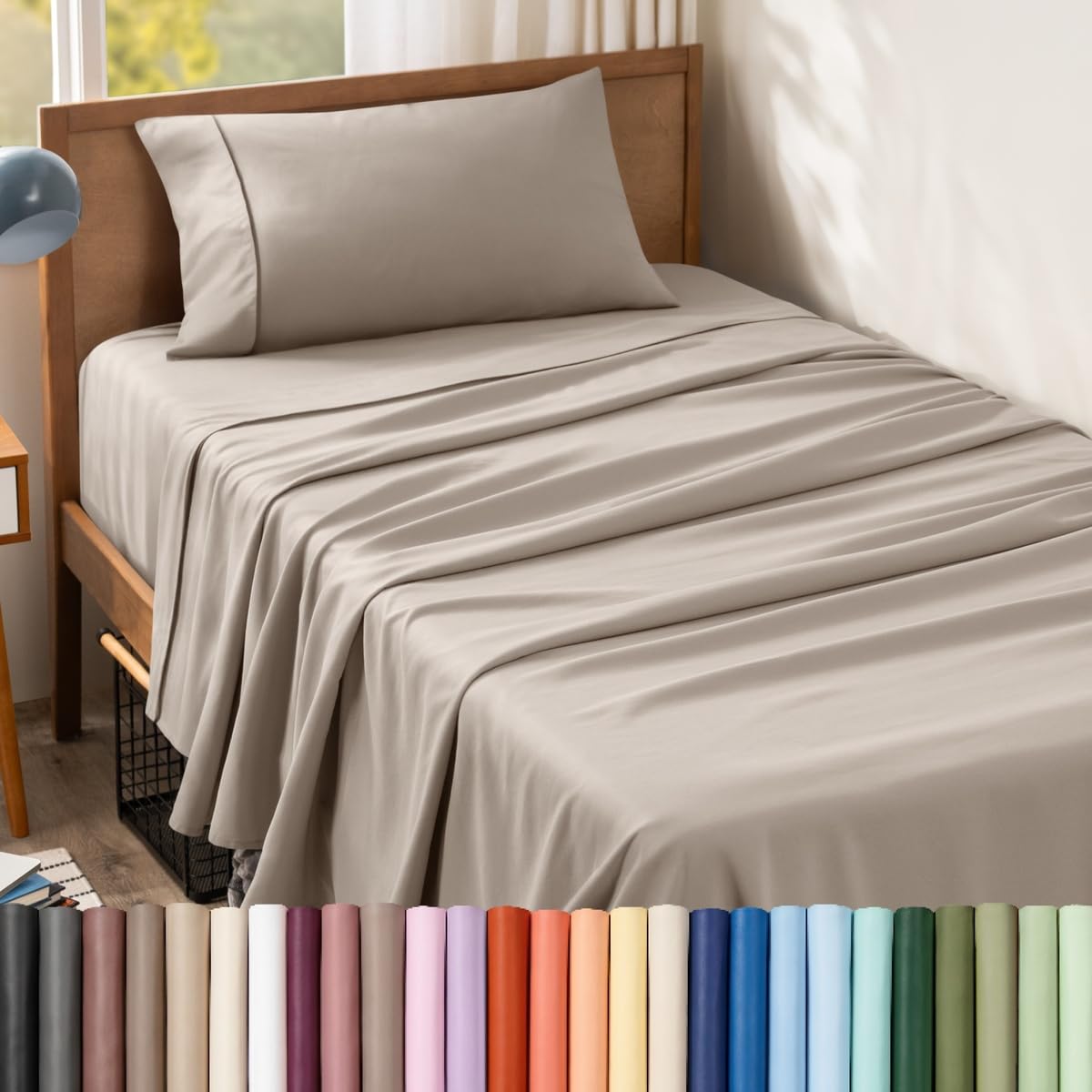Bare Home Queen Sheet Set - 1800 Ultra-Soft (Queen, Grey)