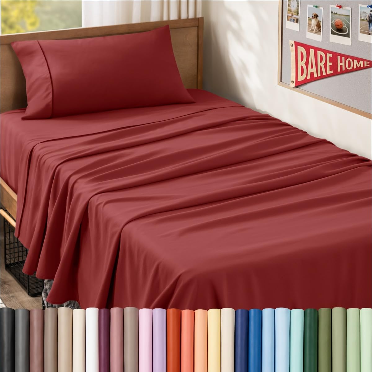 Bare Home Queen Sheet Set - 1800 Ultra-Soft (Queen, Grey)