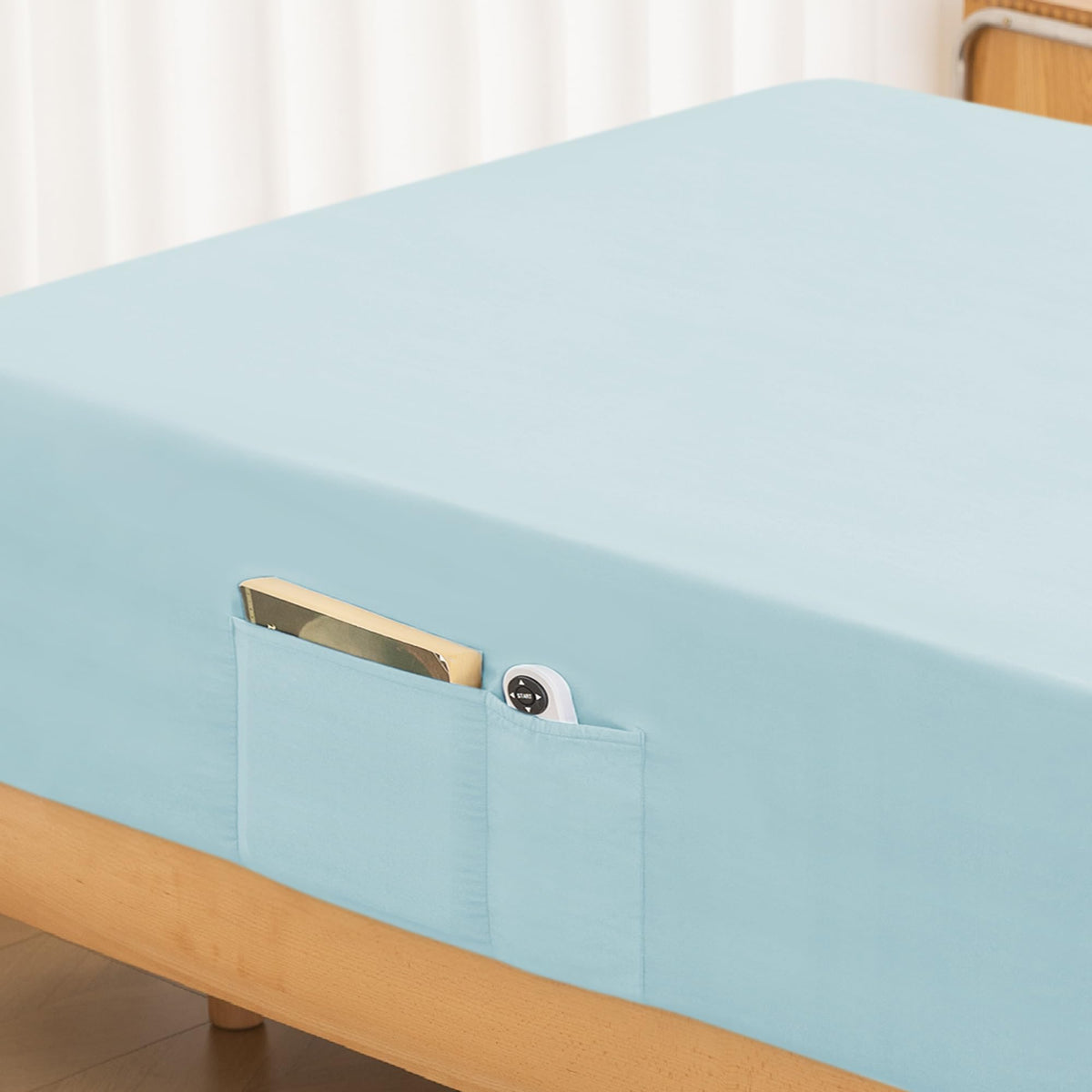 ALYVIA SPRING Twin Fitted Sheet with Side Pocket, Sage, 39x75