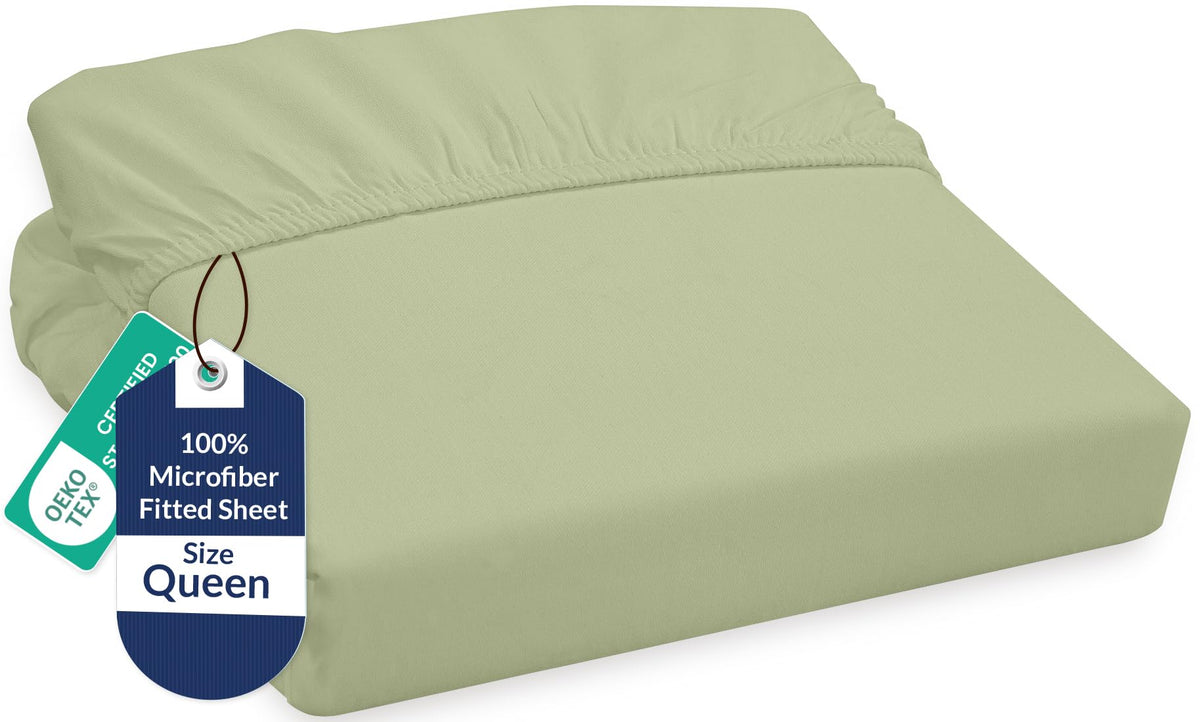 Royale Linens Fitted Sheet Queen - Ultra Soft 1800 Brushed Microfiber - Hotel Luxury Bottom Sheets - Wrinkle Free & Fade Resistant - Deep Pocket Fitted Sheet Only (Queen, White)