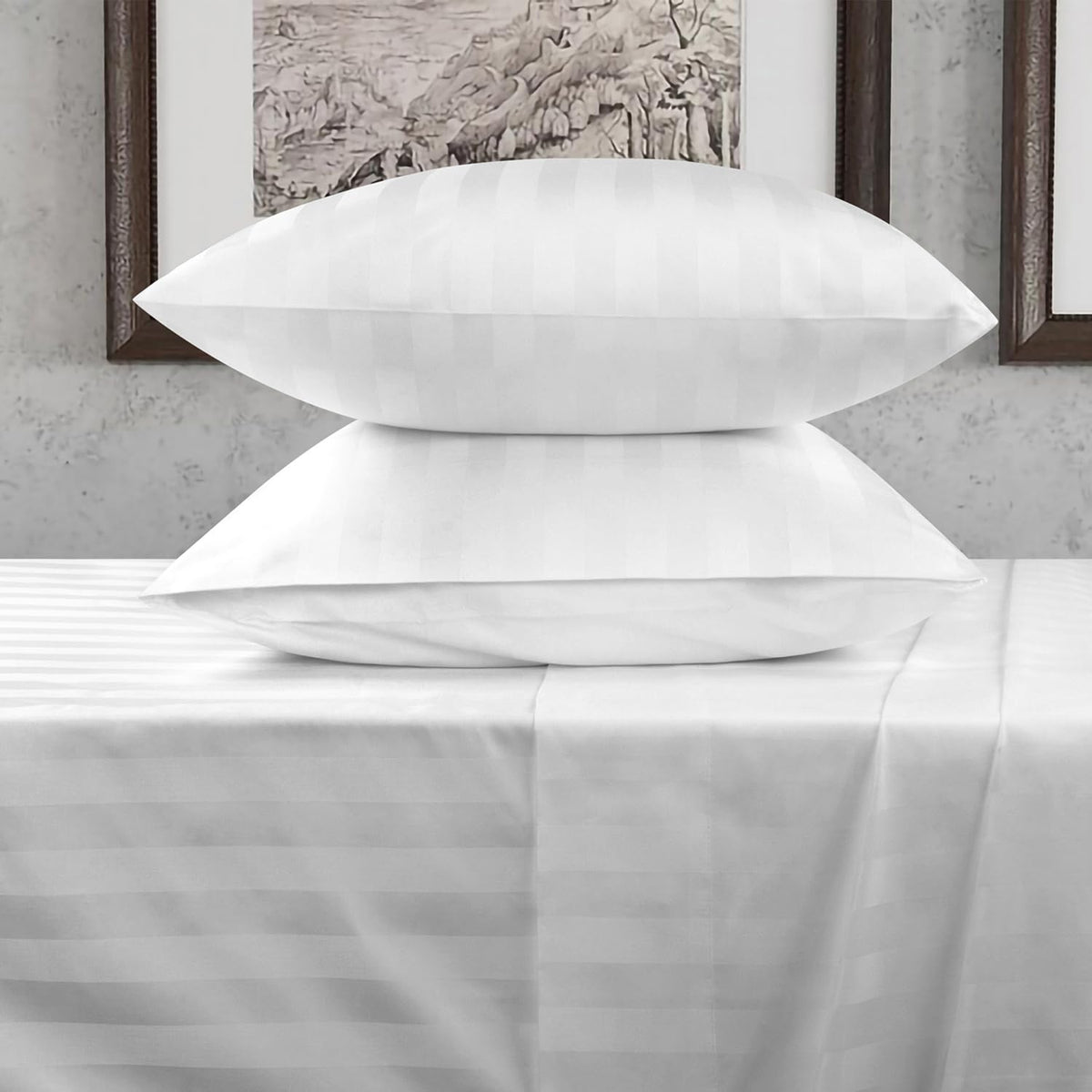 URBANHUT 100% Cotton Sheets King Size, for Everyday Use - White