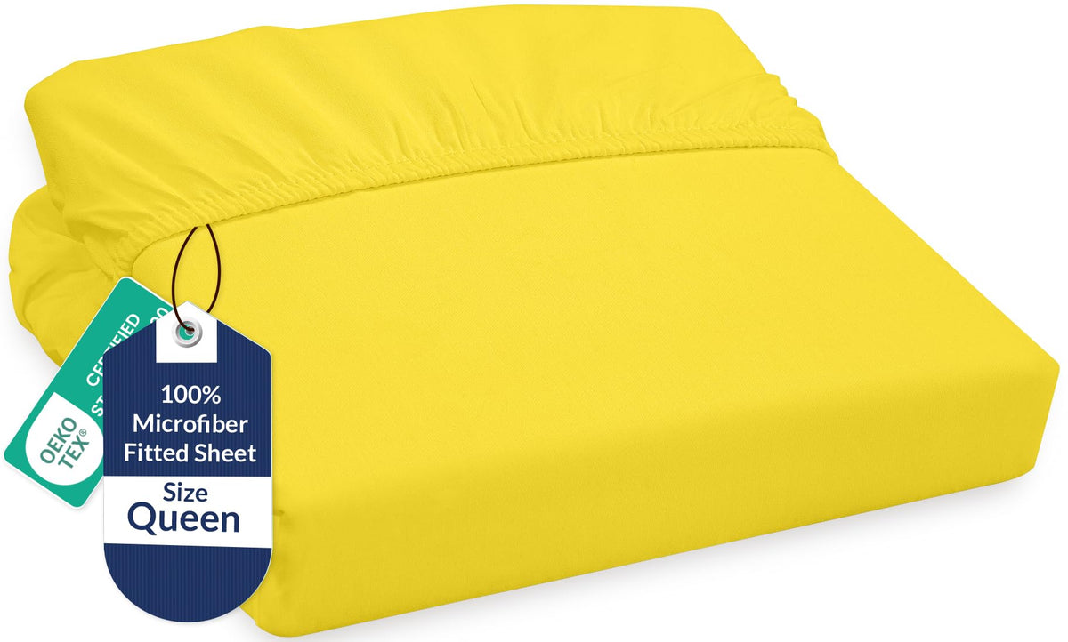 Royale Linens Fitted Sheet Queen - Ultra Soft 1800 Brushed Microfiber - Hotel Luxury Bottom Sheets - Wrinkle Free & Fade Resistant - Deep Pocket Fitted Sheet Only (Queen, White)