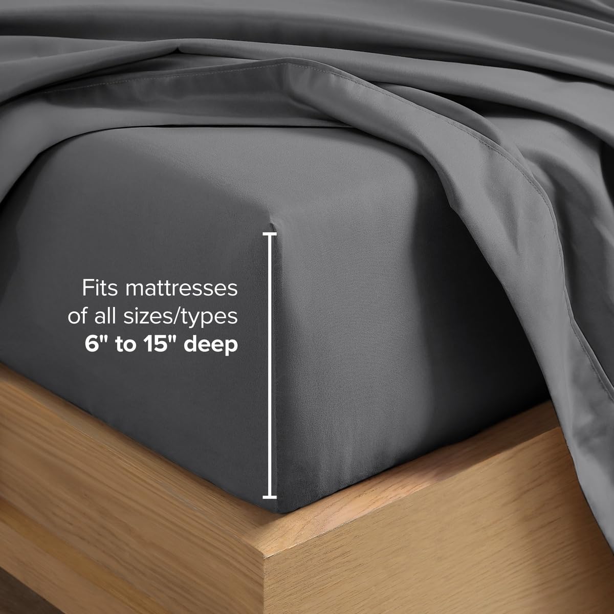 Bare Home Queen Sheet Set - 1800 Ultra-Soft (Queen, Grey)
