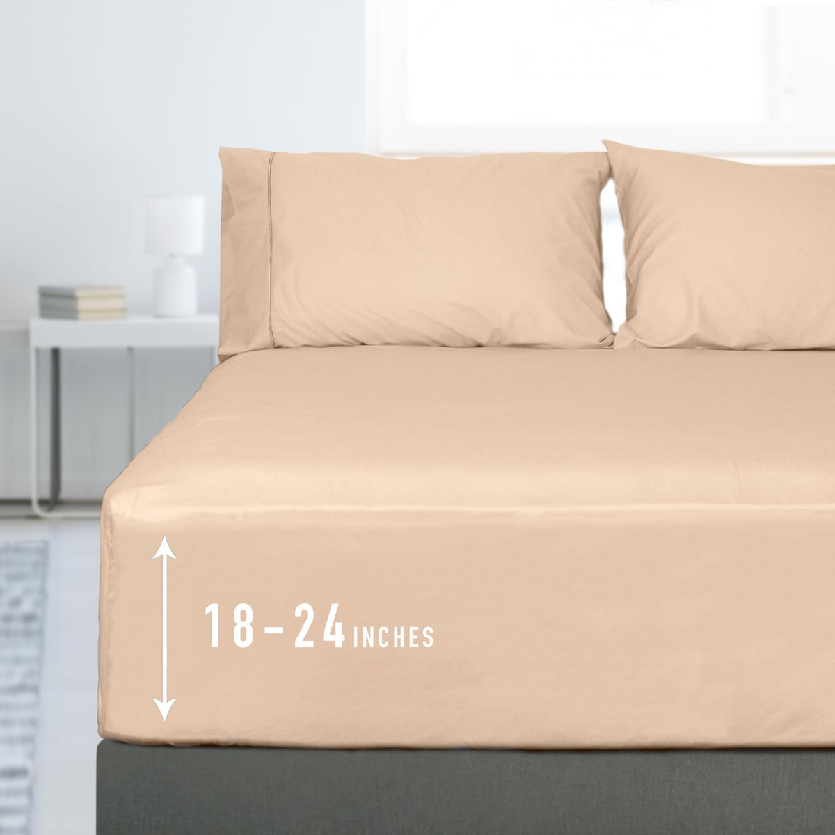 Sunflower Queen Fitted Sheet Extra Deep, 100% Cotton Sateen, Powder Blue