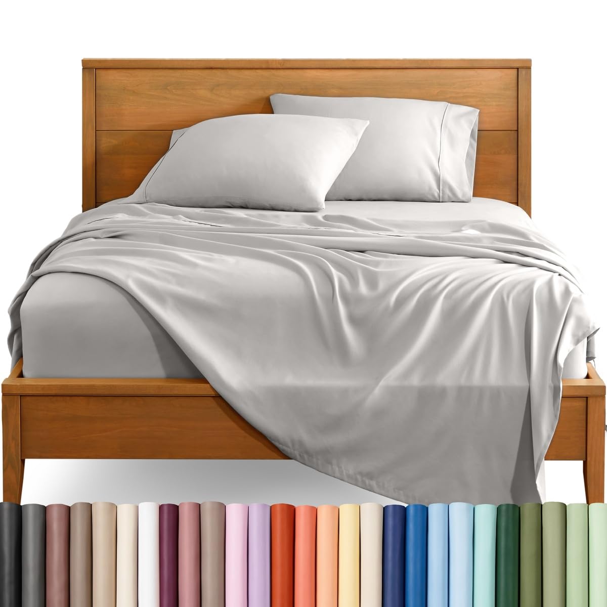 Bare Home Queen Sheet Set - 1800 Ultra-Soft (Queen, Grey)