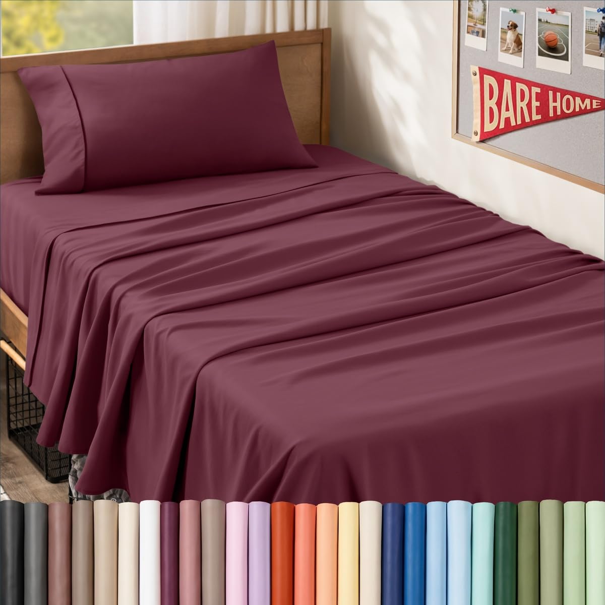 Bare Home Queen Sheet Set - 1800 Ultra-Soft (Queen, Grey)