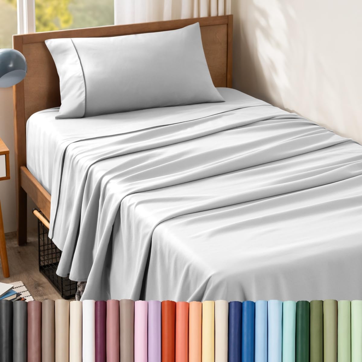 Bare Home Queen Sheet Set - 1800 Ultra-Soft (Queen, Grey)