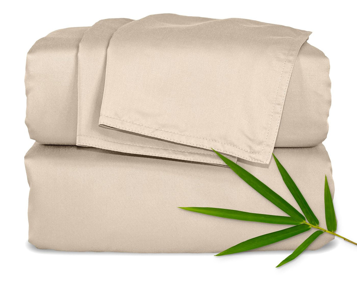 Pure Bamboo Full Sheets, Genuine 100% Organic Viscose Derived from Bamboo Bed Sheet Set, Luxuriously Soft & Cooling, Double Stitching, 2 Year Quality Promise (Full, Ivory)
