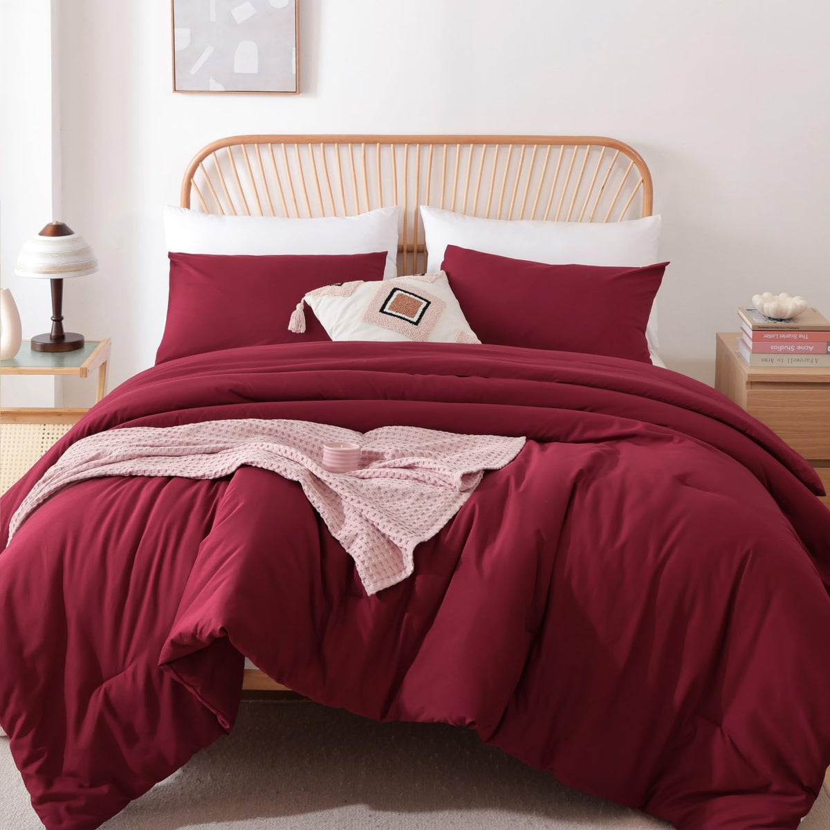 ROSGONIA Queen Comforter Set Taupe Brown, 3pcs(1 Boho Tan Comforter & 2 Pillowcases) All Season Soft Bedding Lightweight Bedspread Blanket Quilt