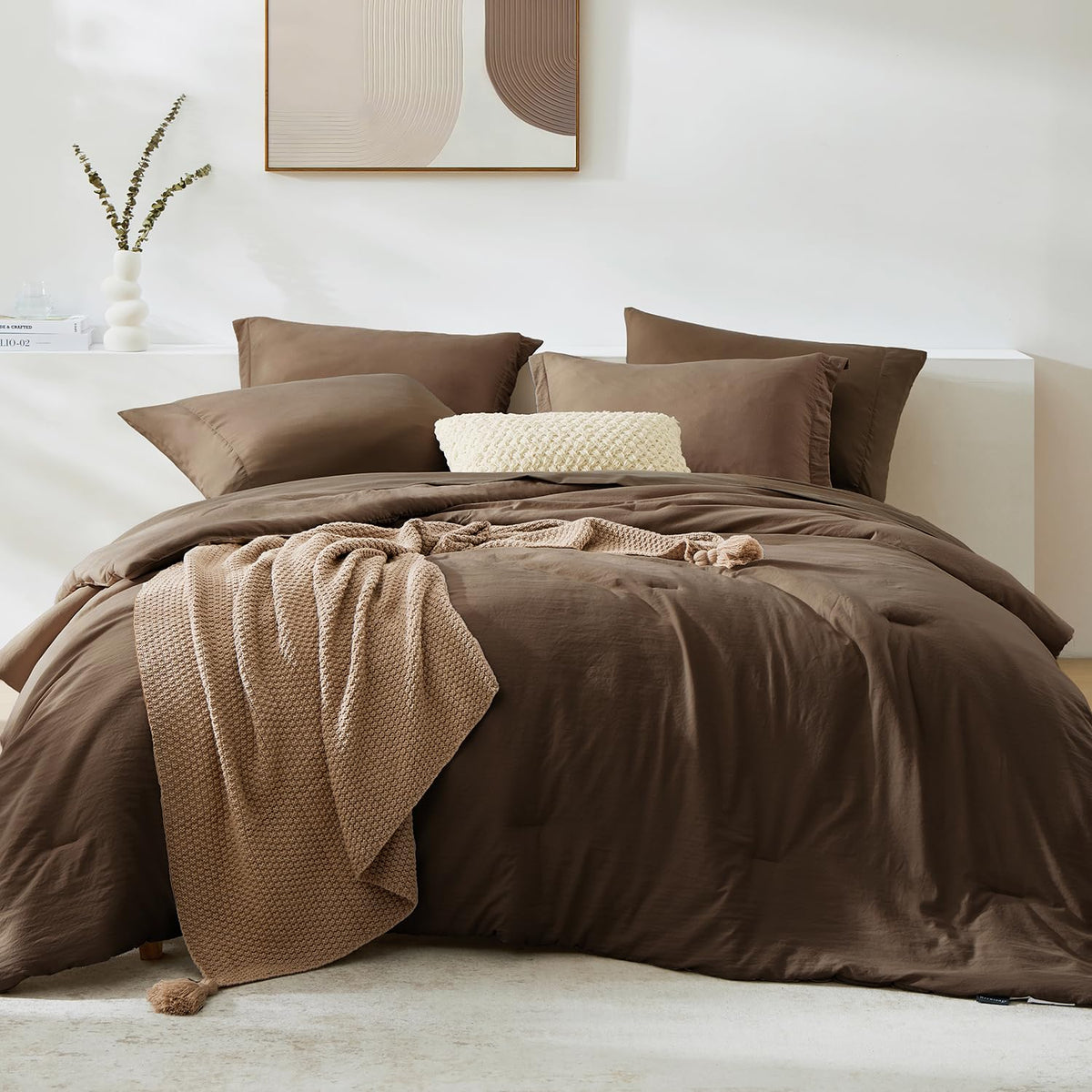 King Size Comforter Set- 7 Pieces Prewashed Bed in a Bag King Bedding Sets