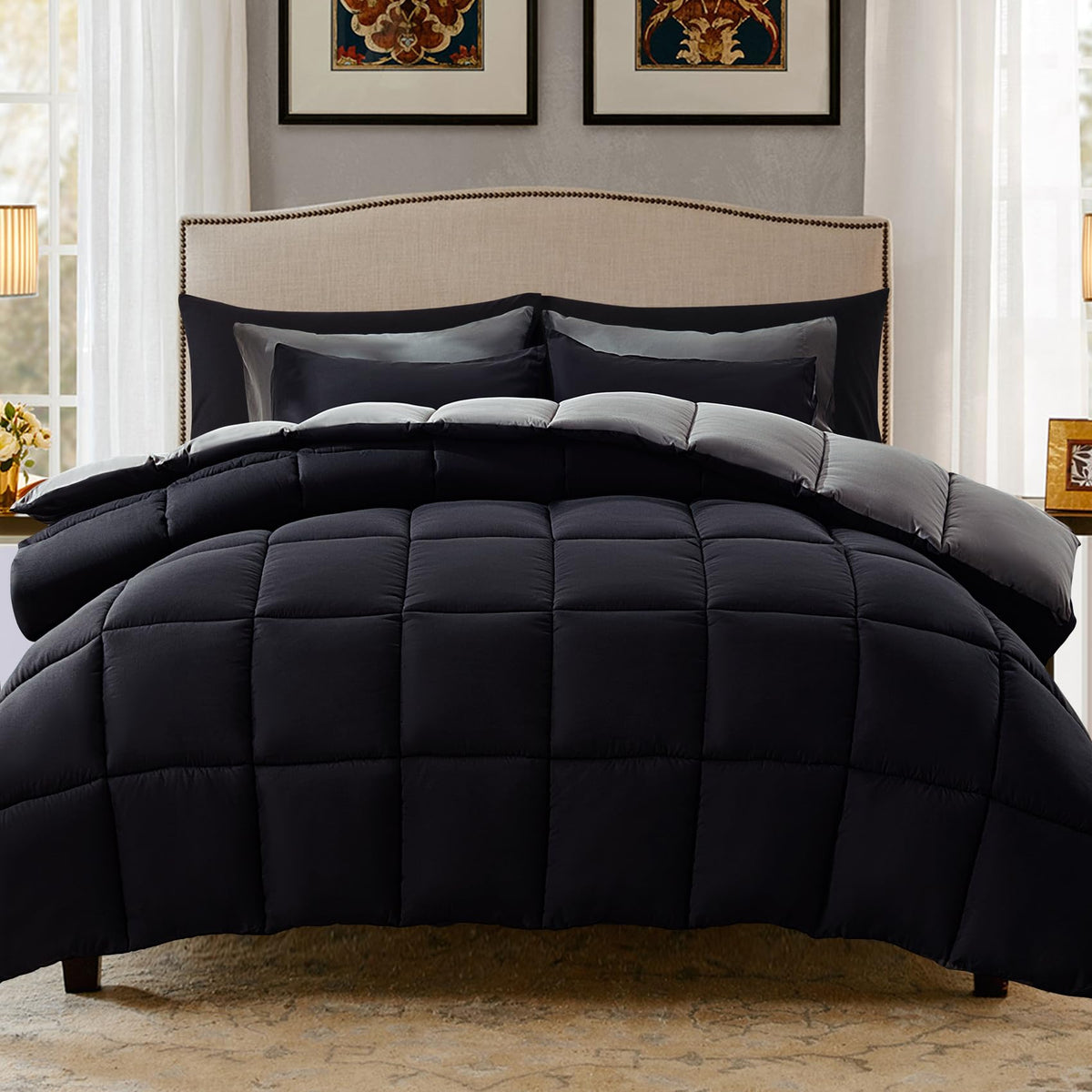 Decroom Lightweight 3 Pieces Comforter Set Queen Quilted Duvet Insert
