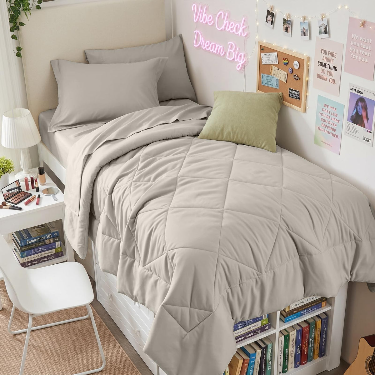 HEVUMYI 7-Piece King Comforter Set, Dark Grey Bed in a Bag