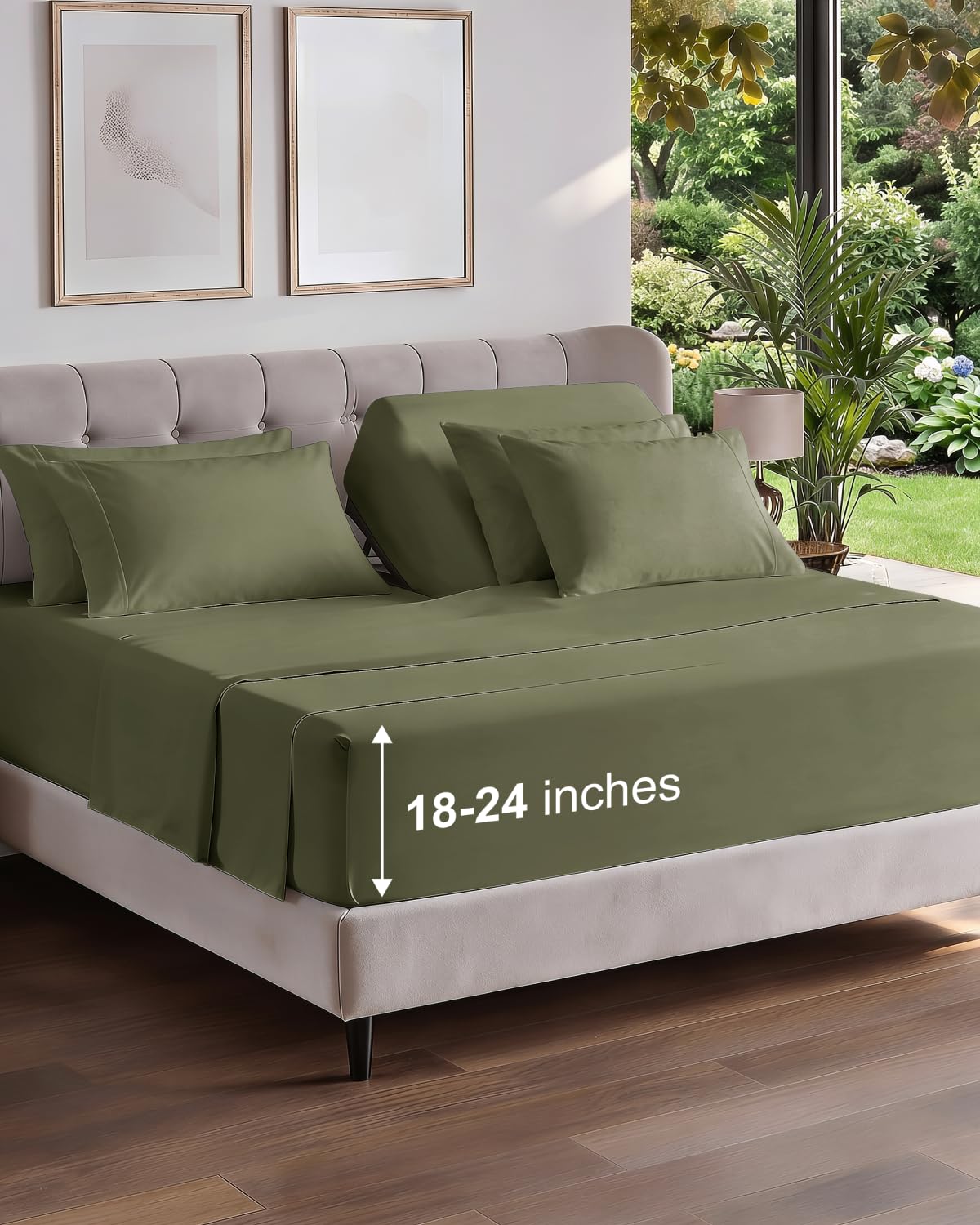 Extra Deep Queen Sheet Set - 6 Piece Breathable and Cooling Sheets - Grey
