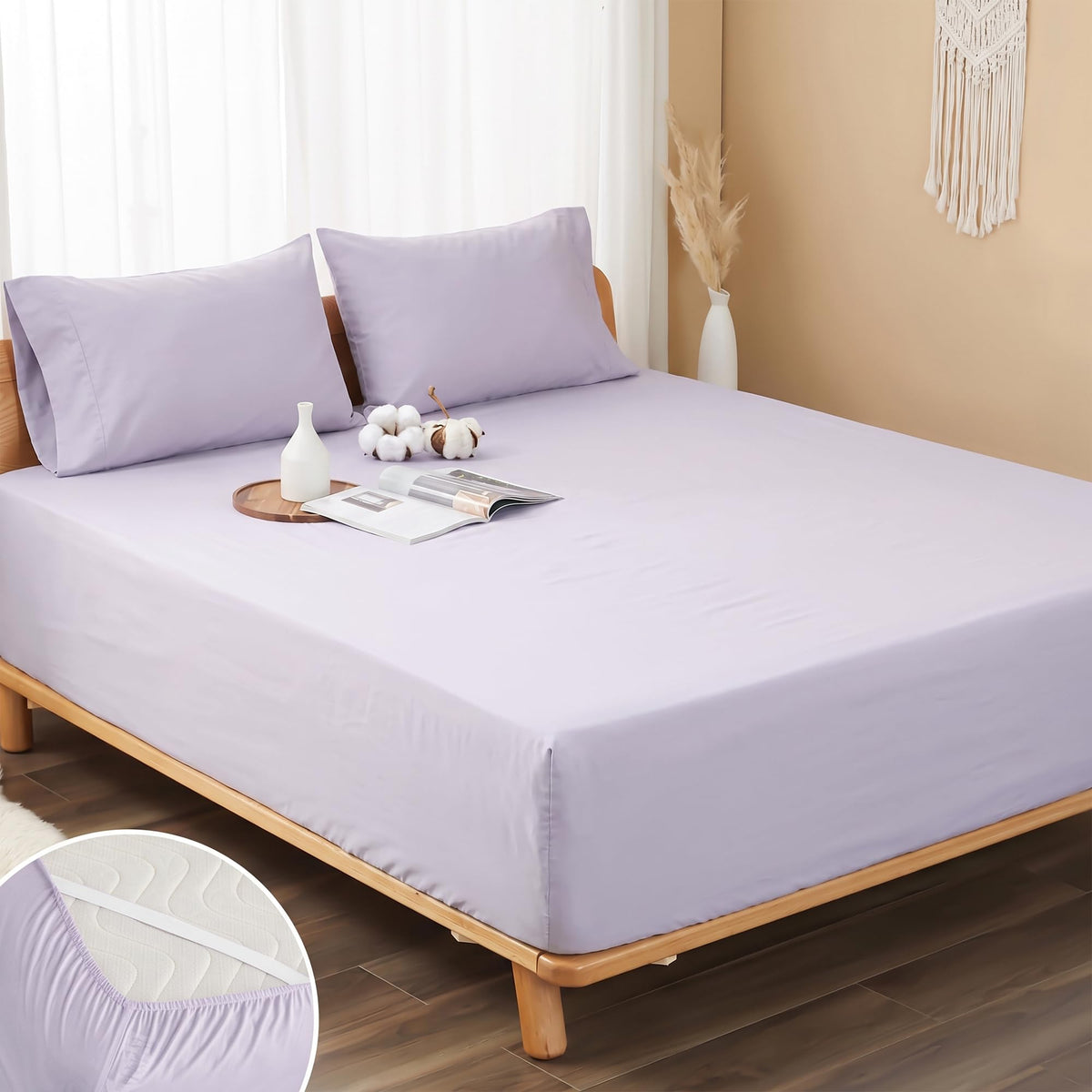 100% Cotton Percale Fitted Sheet King Size, 15" Deep Pocket, White