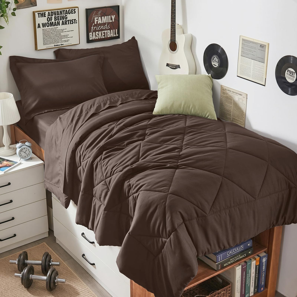 HEVUMYI 7-Piece King Comforter Set, Dark Grey Bed in a Bag