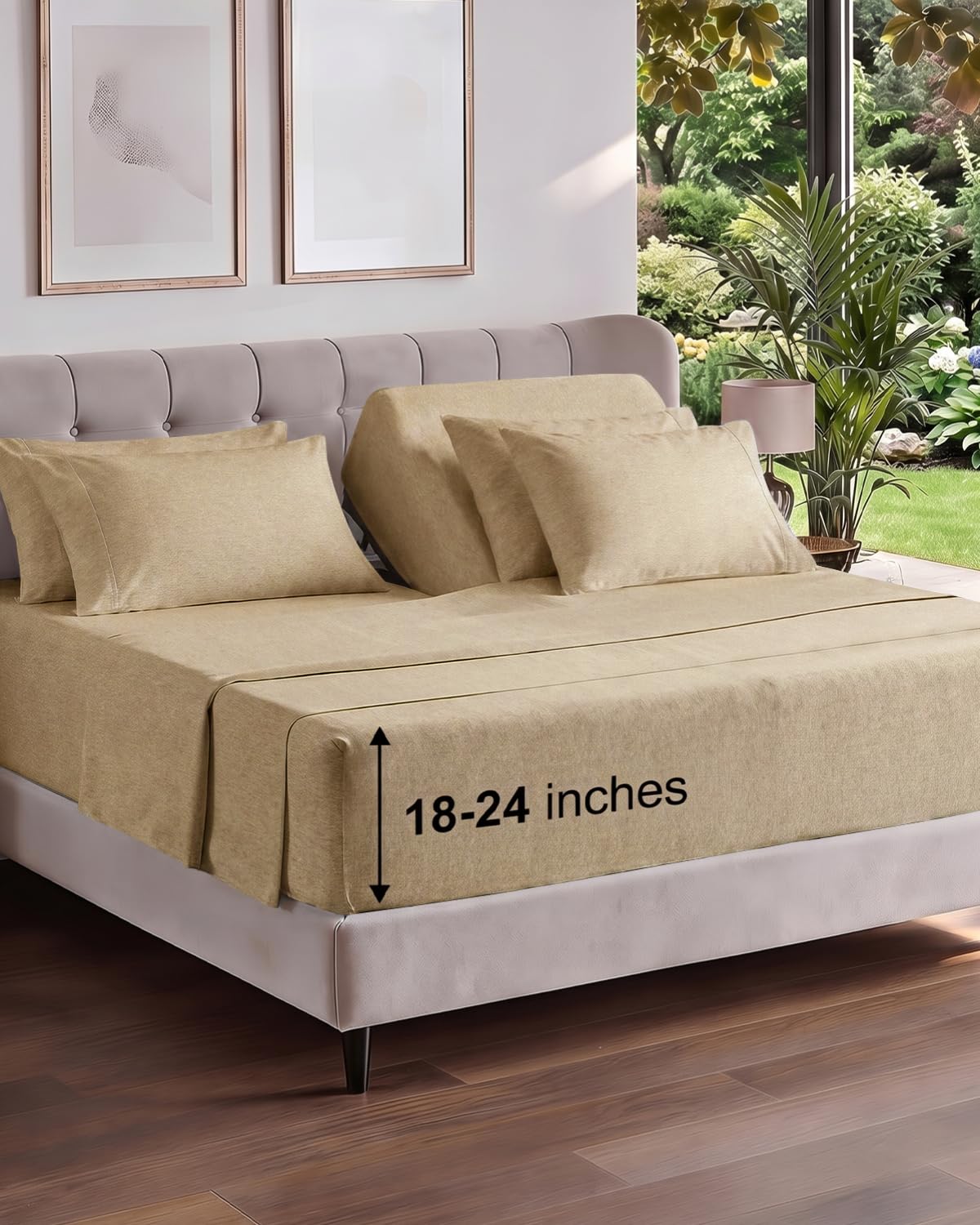 Extra Deep Queen Sheet Set - 6 Piece Breathable and Cooling Sheets - Grey