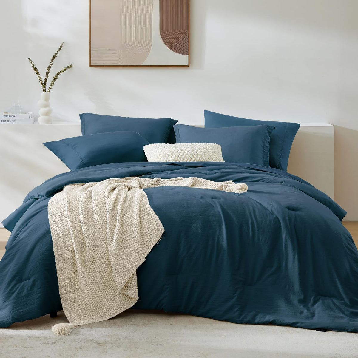 King Size Comforter Set- 7 Pieces Prewashed Bed in a Bag King Bedding Sets