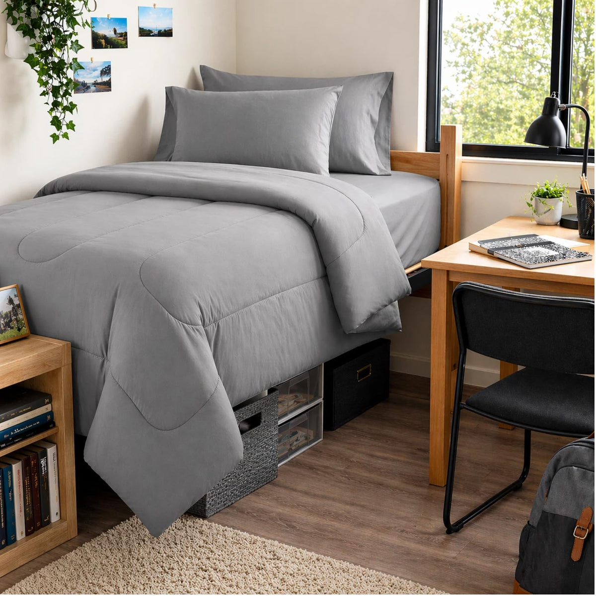 Maple&Stone Full Comforter Set 7 Pieces Bed in a Bag Teal Bed Set