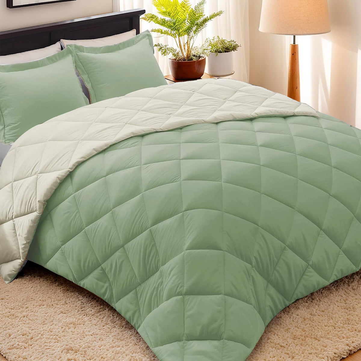 HIG 3pc Green Twin/Twin XL Bedding Comforter Set Duvet Insert Blanket