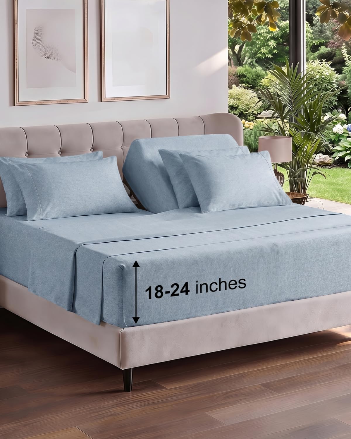 Extra Deep Queen Sheet Set - 6 Piece Breathable and Cooling Sheets - Grey