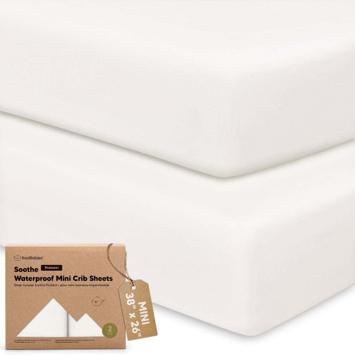 2-Pack Mini Crib Sheets Fitted, 38x26 Pack N Play Mattress Sheets (Elly)