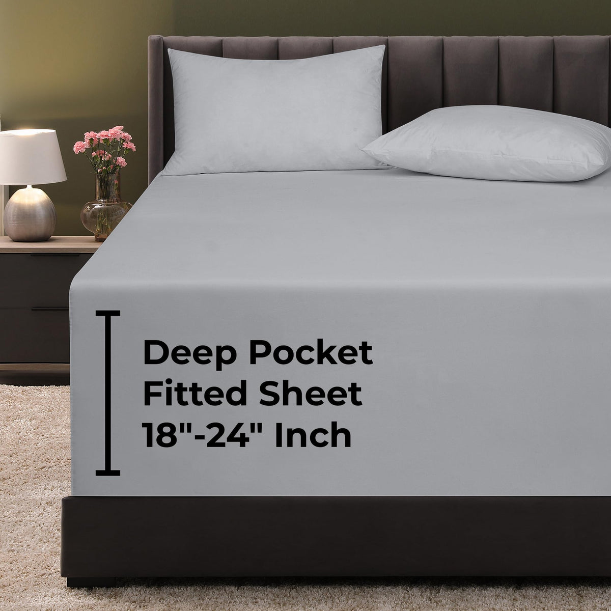Royale Linens Fitted Sheet Queen - Ultra Soft 1800 Brushed Microfiber - Hotel Luxury Bottom Sheets - Wrinkle Free & Fade Resistant - Deep Pocket Fitted Sheet Only (Queen, White)