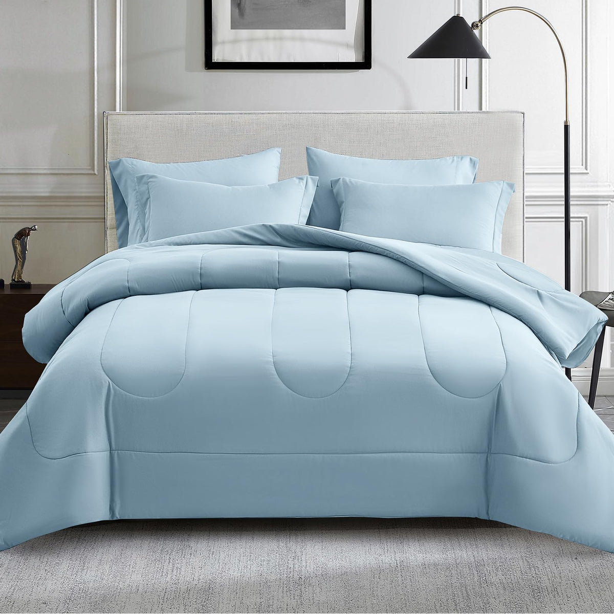 Maple&Stone Full Comforter Set 7 Pieces Bed in a Bag Teal Bed Set