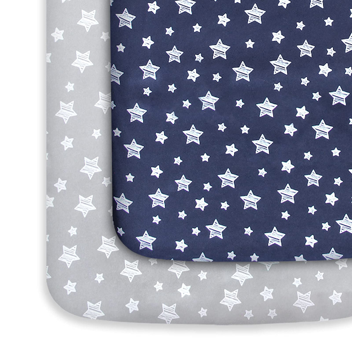 Pack and Play Sheets, 2 Pack Mini Crib Sheets, Stretchy Playard Fitted Sheet, Compatible with Graco Pack n Play, Soft and Breathable Material, Stars & Bunny