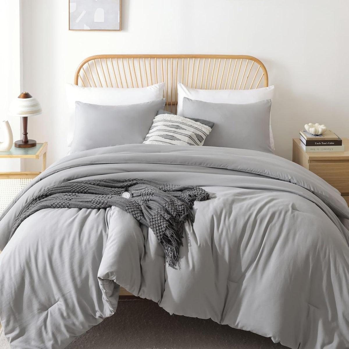 ROSGONIA Queen Comforter Set Taupe Brown, 3pcs(1 Boho Tan Comforter & 2 Pillowcases) All Season Soft Bedding Lightweight Bedspread Blanket Quilt