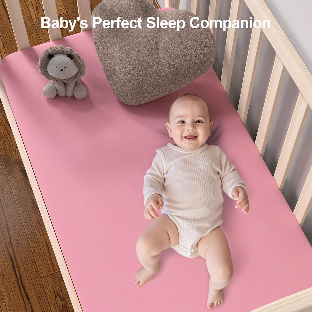 Baby Crib Sheets 2 Pack for Boys and Girls Fit for Standard Crib Toddler Mattress Breathable Soft Microfiber Baby Sheet 28x52x8in (Pink Rainbow & Pink)