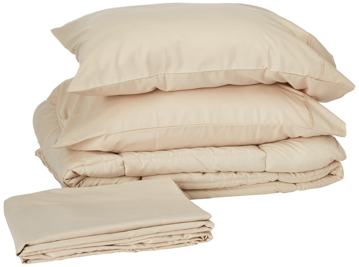 Sweet Home Collection 5 Piece Comforter Set Bag Solid Color All Season Soft Down Alternative Blanket & Luxurious Microfiber Bed Sheets, Navy, Twin
